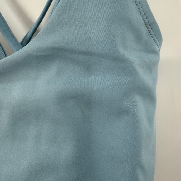 Series 8 Blue Unpadded Strappy Back Scoop Neck Crop Sports Top Women's Large - Picture 3 of 7